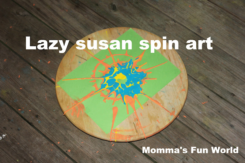 Momma's Fun World Spin paint art using a lazy susan