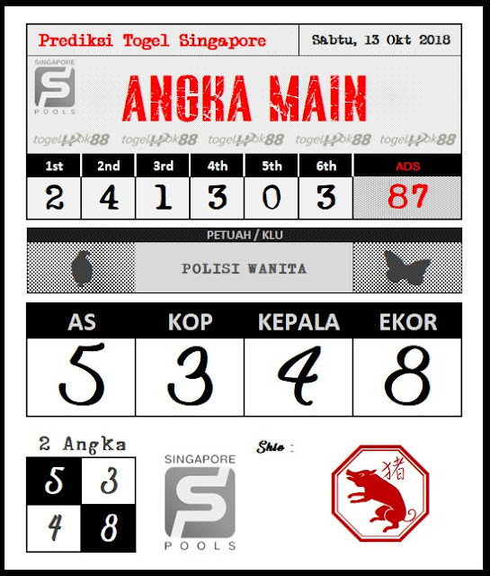 PREDIKSI SINGAPORE POOLS 13 OKTOBER 2018 Prediksi Togel Hari Ini