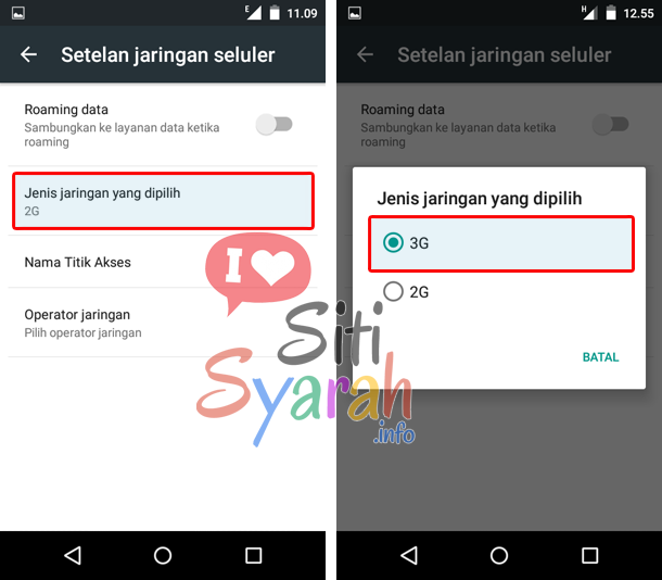 cara mengubah jaringan android dari e ke h
