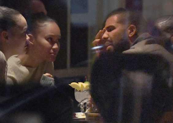Drake Dinner Teins1 Drake is that man! He's pictured on a date with Twin sisters on Val's Day