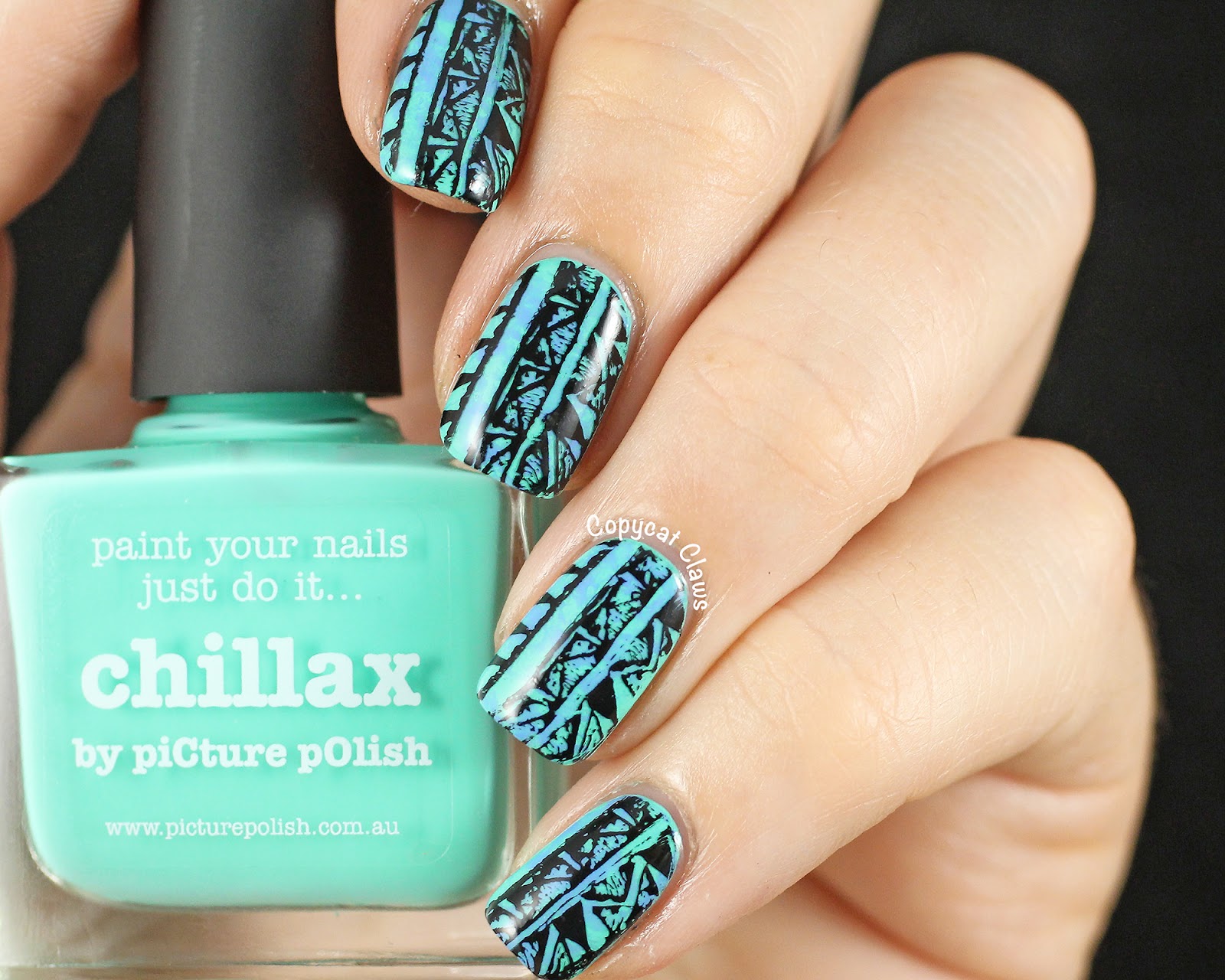 Copycat Claws: Tribal Nail Stamping with Picture Polish Chillax and Swagger