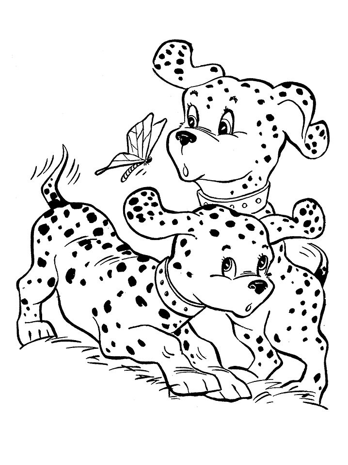 Honden kleurplaat met twee dalmatiërs