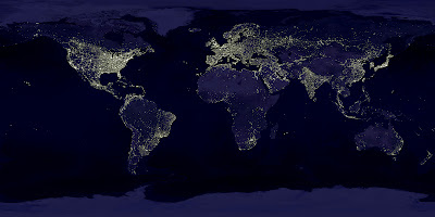 NASA satellite composite image earth at night