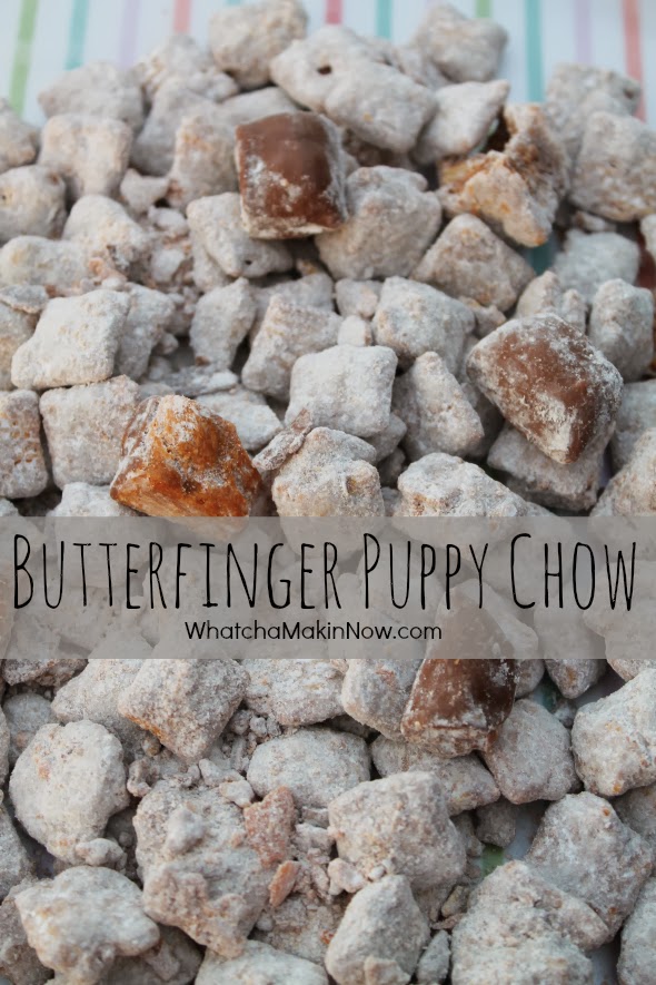 Butterfinger Puppy Chow - quick, easy, and so peanut buttery!