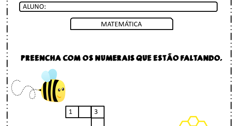 atividade de matemática para alfabetização números para completar
