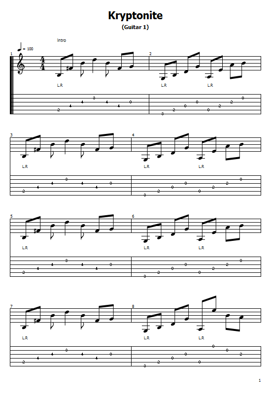 Kryptonite Tabs By 3 Doors Down Kryptonite Guitar Chords