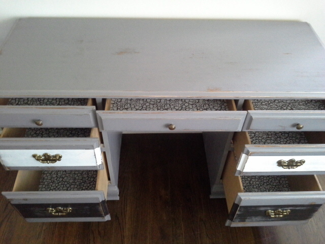 Rustic Grey White and Black Painted Desk Rustic Grey White and Black Painted Desk
