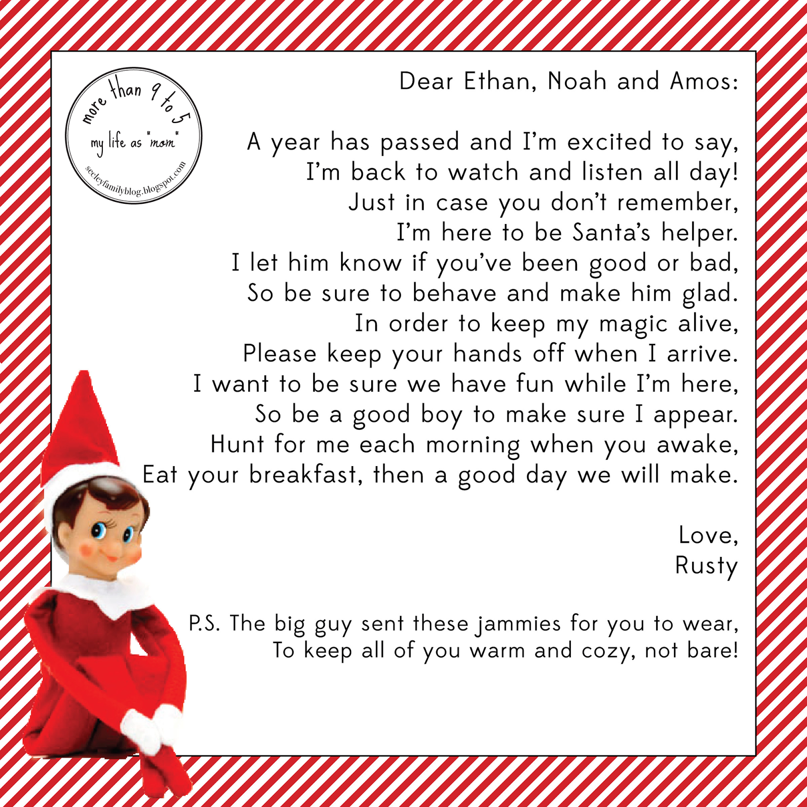 Printable Letter Elf On The Shelf