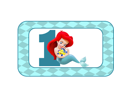 Ariel and Flounder, Free Printable Candy Bar Labels.