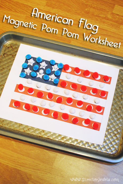 American Flag Pom Pom Worksheet | 20 Crafts for the 4th of July - Independence Day DIYs | directorjewels.com