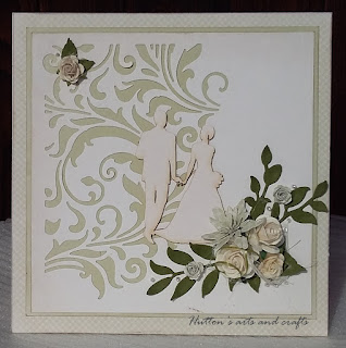 Hutton's arts and crafts handmade wedding card Pion Design Alterations Mixed media die