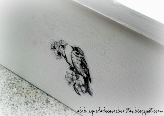 Caja con transfer y decoupage para Celia