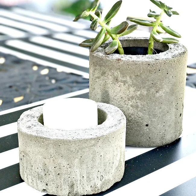 Cement planter and candle holder