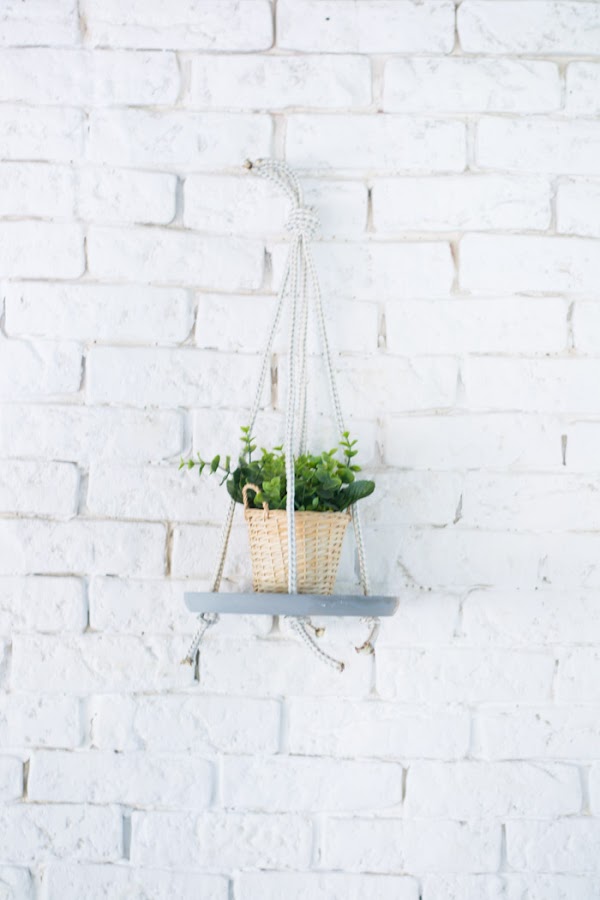 Macetero colgante diy con plato de madera