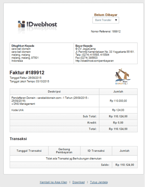Cara membeli atau order domain di IDwebhost terbaru 2015 SAHUPALA Share