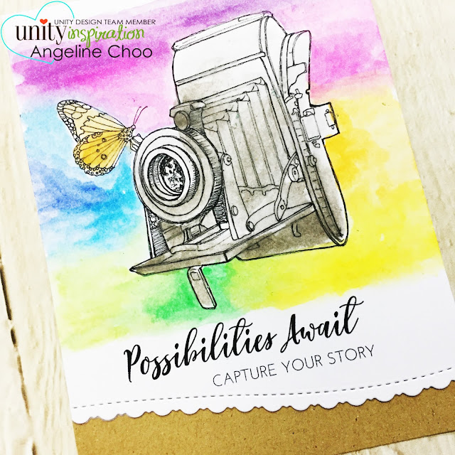 Unity Stamp Company: NEW October Uniquely Unity with Angeline - Possibilities Await #unitystampco #scrappyscrappy #uniquelyunity #card #cardmaking #papercraft #watercolor #rainbow #stamp #stamping #craft #crafting #katscrappiness #katscrappinessdie #borderdie #diecut