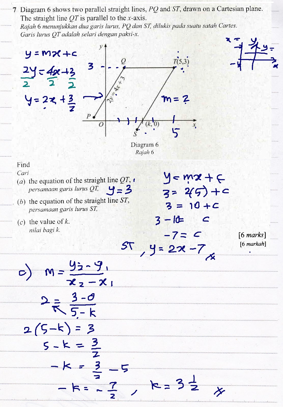 Spm 2018 Nov Q7 Garis Lurus