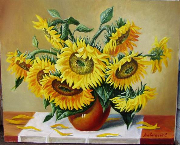 Картина девять подсолнухов