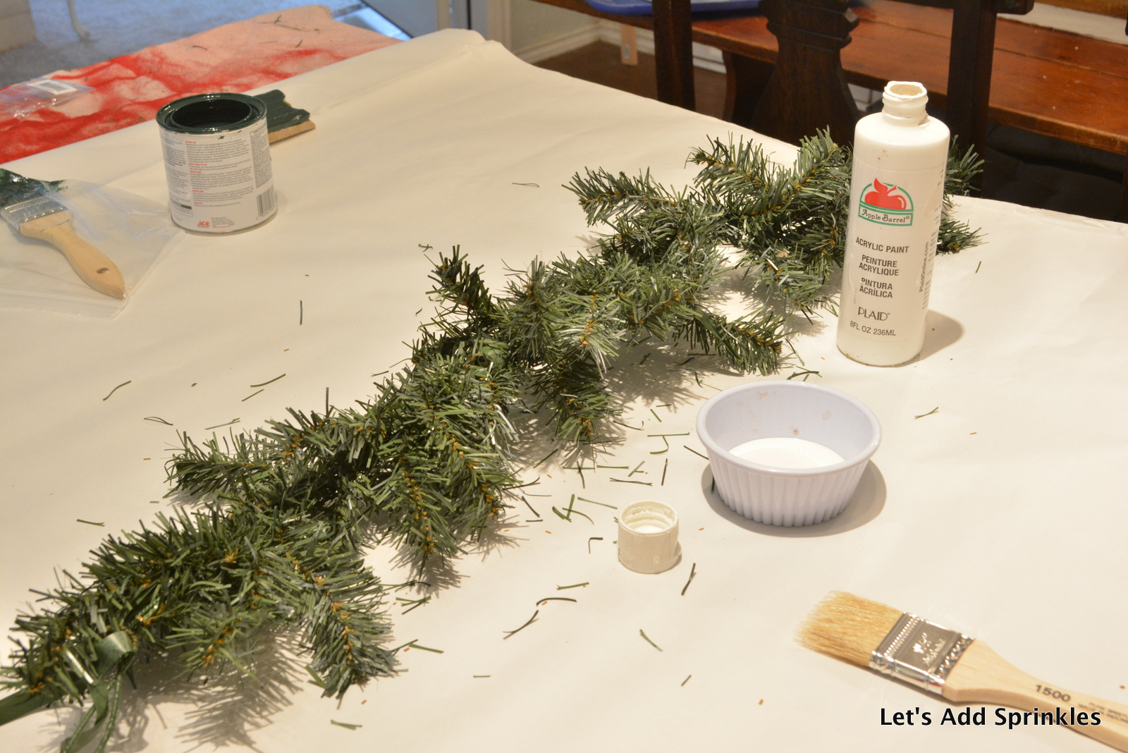 Let's Add Sprinkles Tutorial for Flocking Christmas Greenery