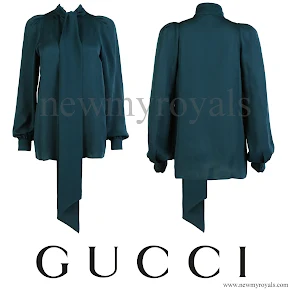 Queen Maxima wore Gucci Green Silk Shirt