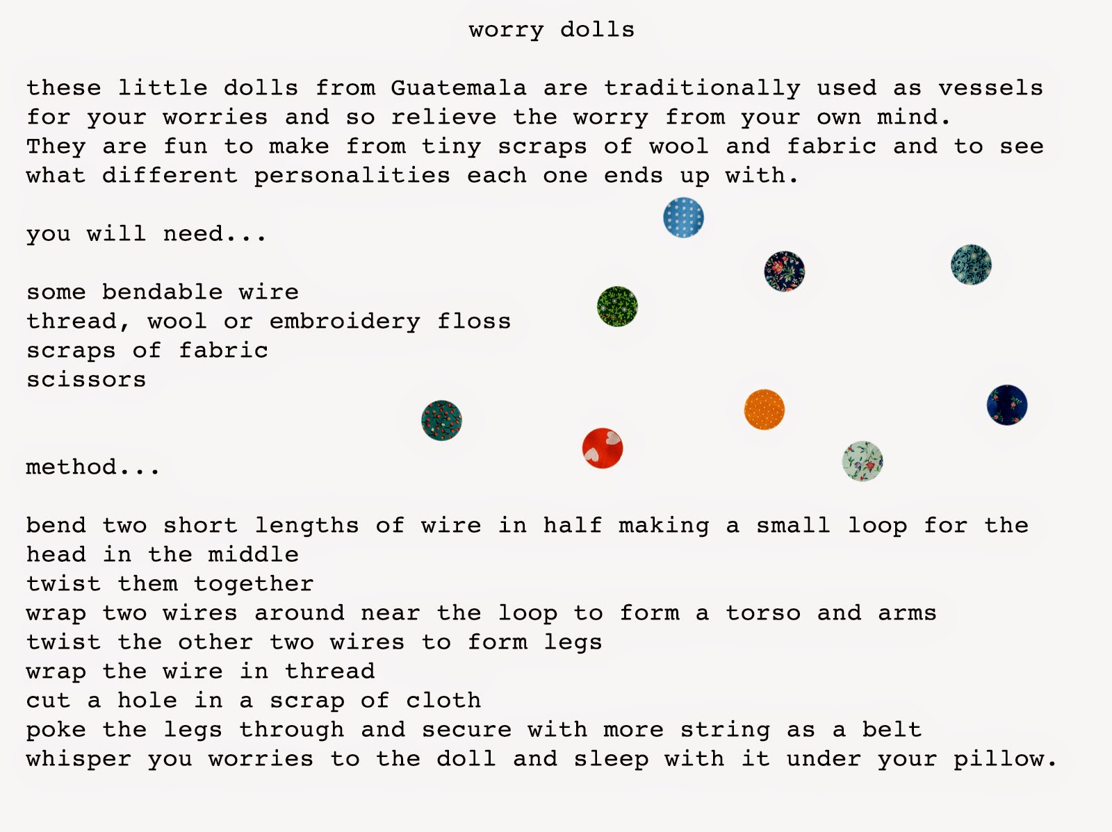 The Academy of Gentle Arts worry dolls