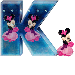 Alfabeto animado de Minnie con vestido de noche K.