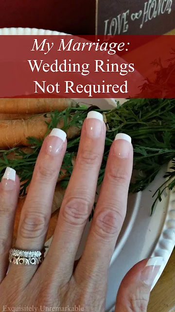 My Marriage: Wedding Rings Not Required text over hand wearing rings