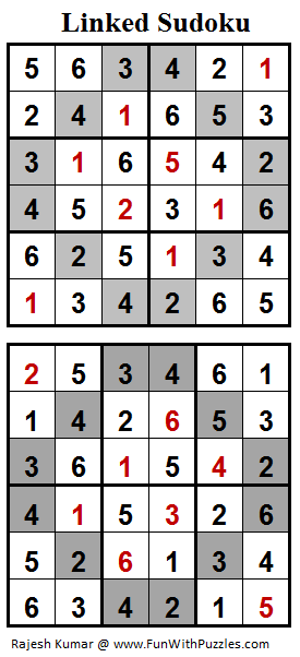 Linked Sudoku (Mini Sudoku Series #75) Solution