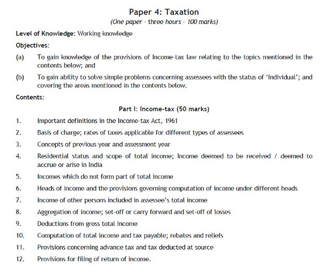  PAPER 4 - CA IPC TAXATION SYLLABUS