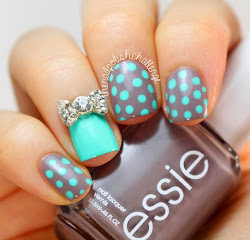 nail gray polka nails dots teal dot pretty designs bow december rhinestones born grey acrylic decoration polish delicate sticker bows