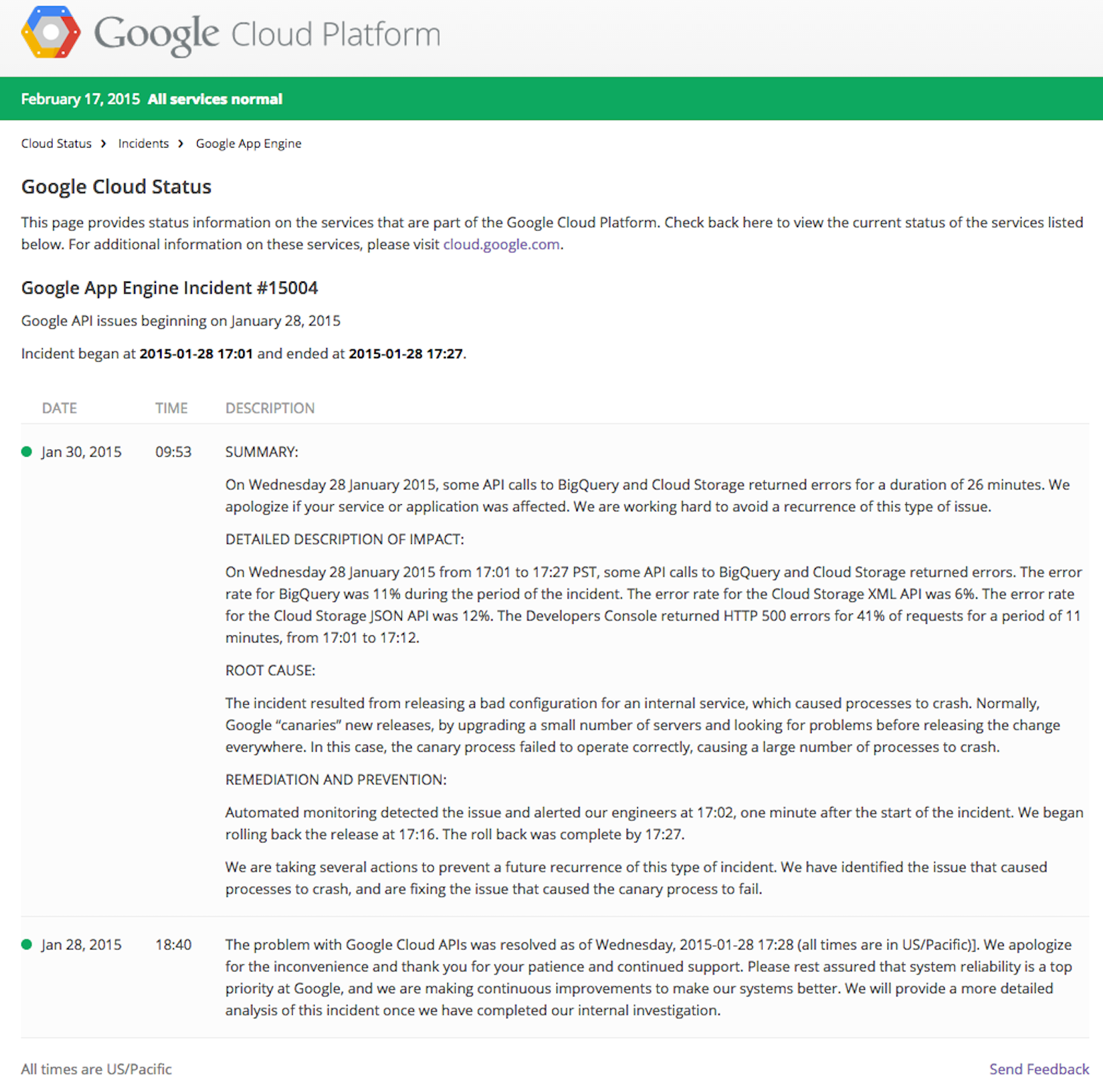 cloudtest Introducing Google Cloud Platform Status Dashboard