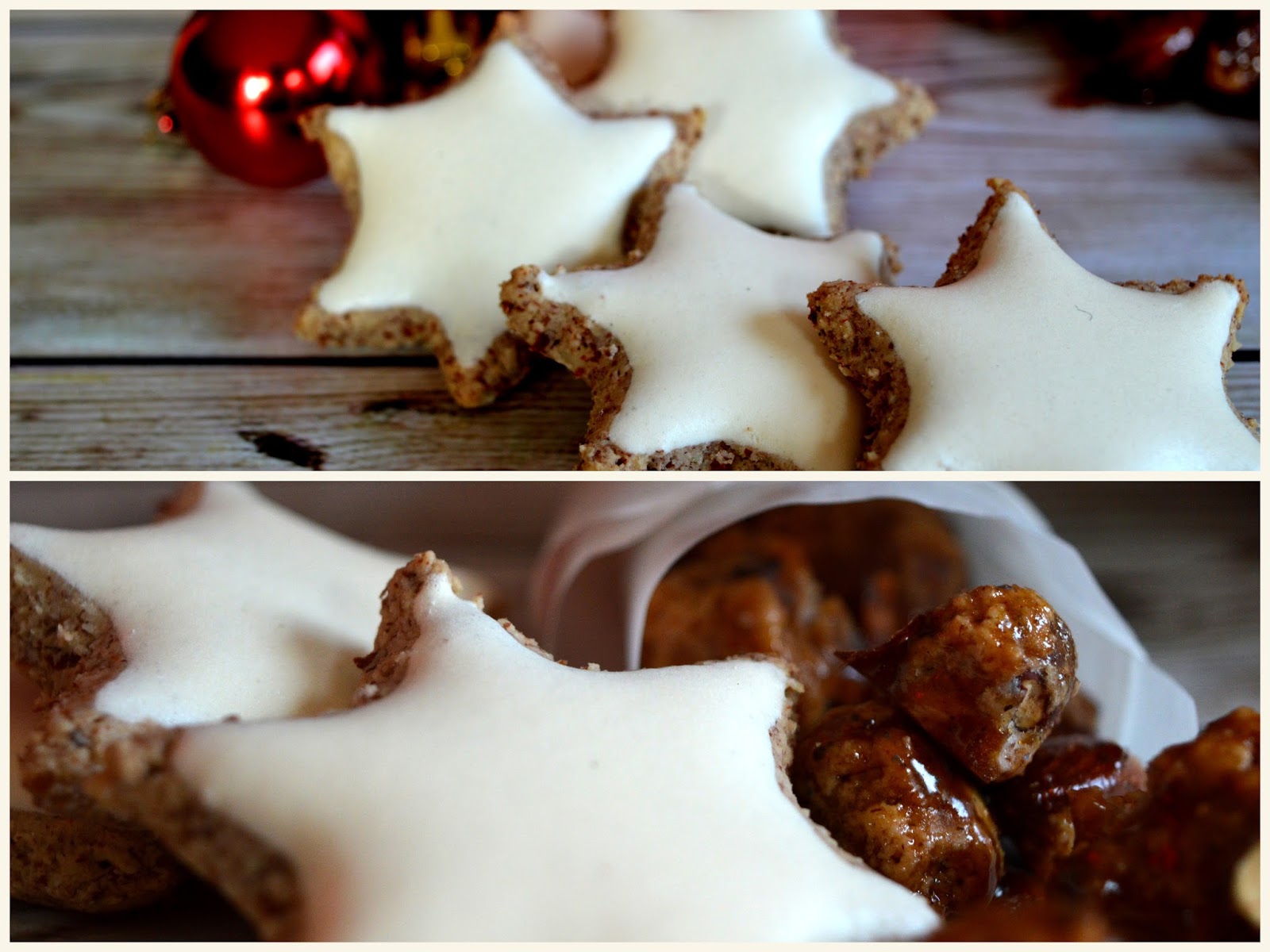 Weihnachtliche Zimtsterne und gebrannte Mandeln