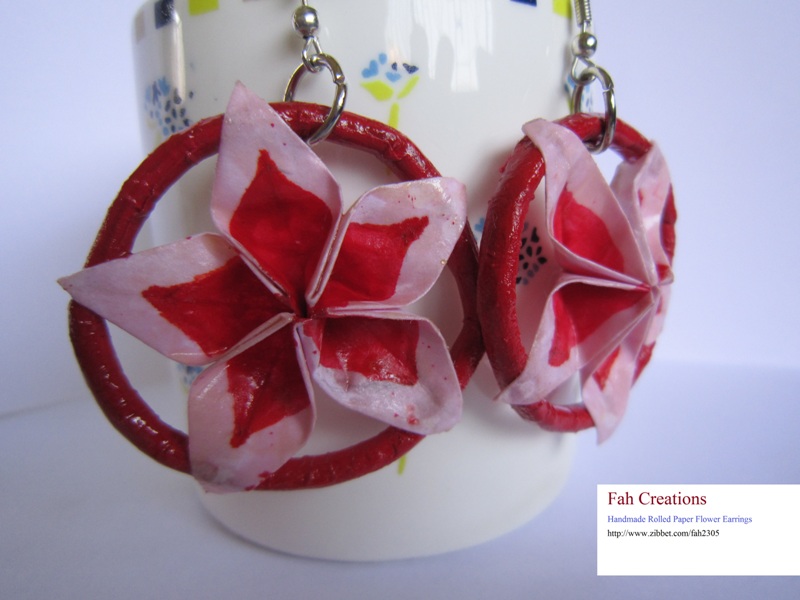 Fah Creations Handmade Rolled Paper Flower Earrings 1
