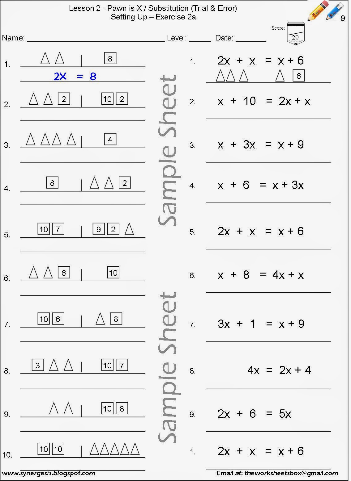 The Worksheets Box: Algebra