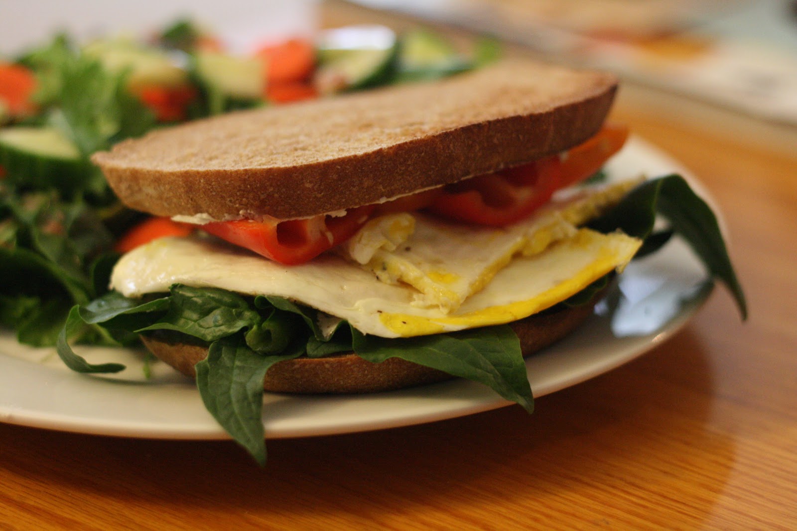 Laine's Recipe Box Goat Cheese, Pepper, and Spinach Fried Egg Sandwiches