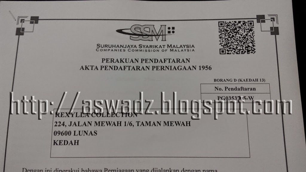 suruhanjaya syarikat malaysia, ssm, pendaftaran, rexylla
