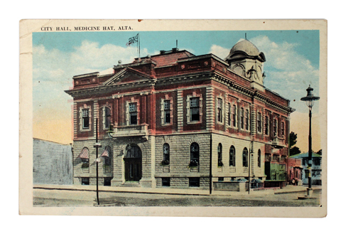 original medicine hat city hall postcard