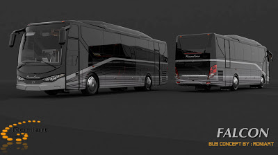 Design bus 3D Falcon PO Nusantara Livery