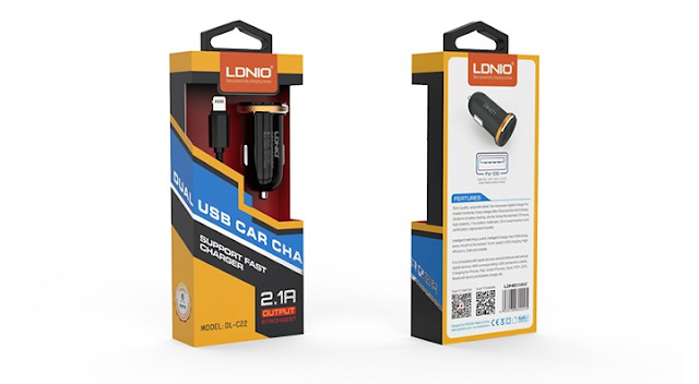 41% OFF Sale! LDNIO Dual Port Quick Car Charger with iphone & Android Cables - QAR 29/- Only!