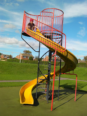 spiral staircase and spiral slide in swing park