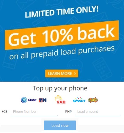 Get 10% back every time you buy load