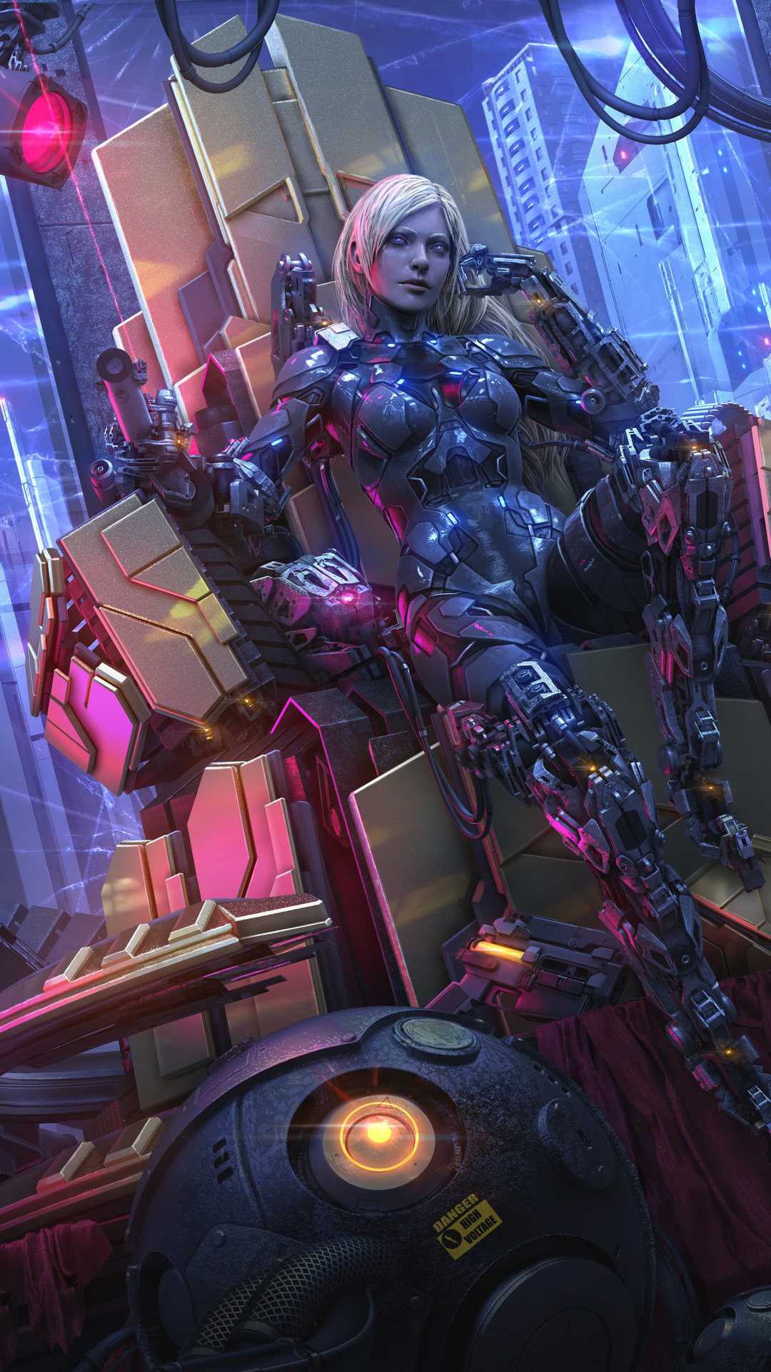 Cyberpunk Robot Girl Wallpaper