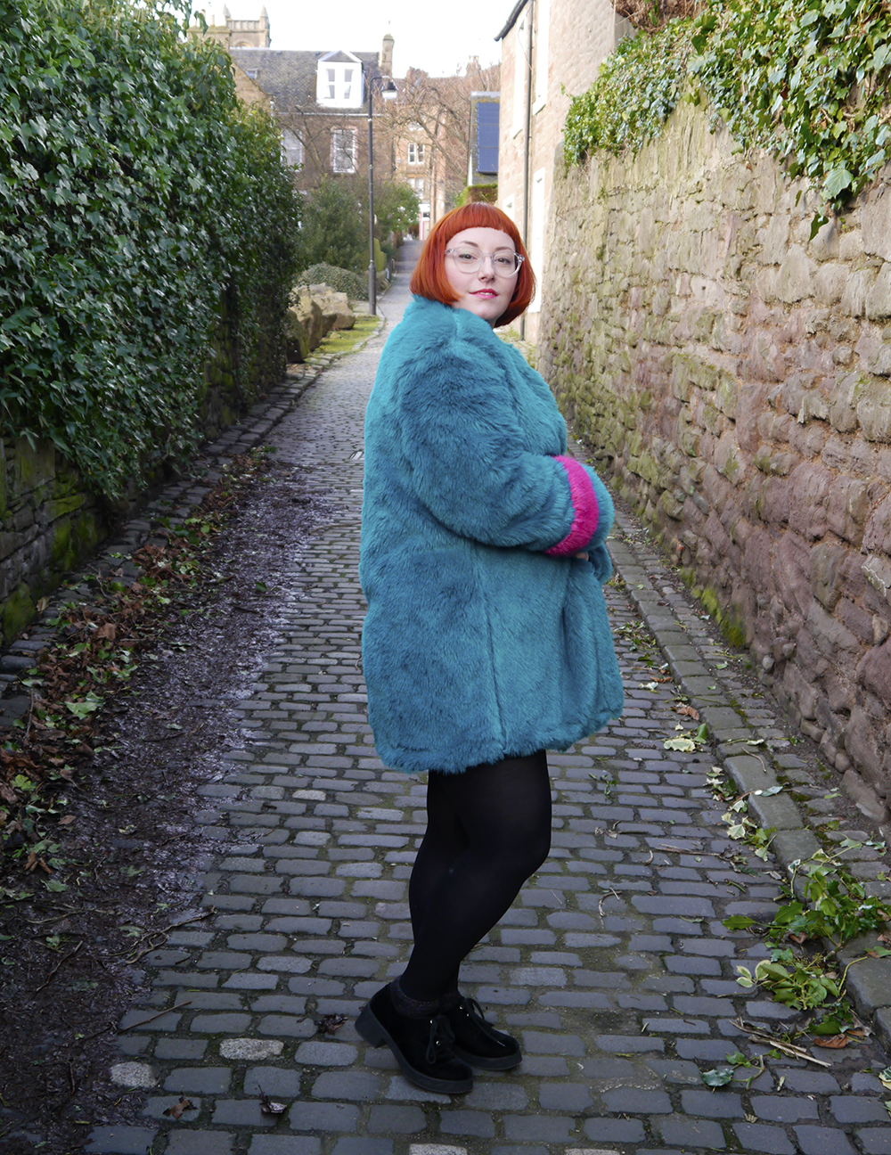 Faux Fur Style Isolated Heroes, Styled by Helen, Dundee designer, Scottish designer, Scottish blogger, Independent designer, street style, sequined outfit, full on faux fur