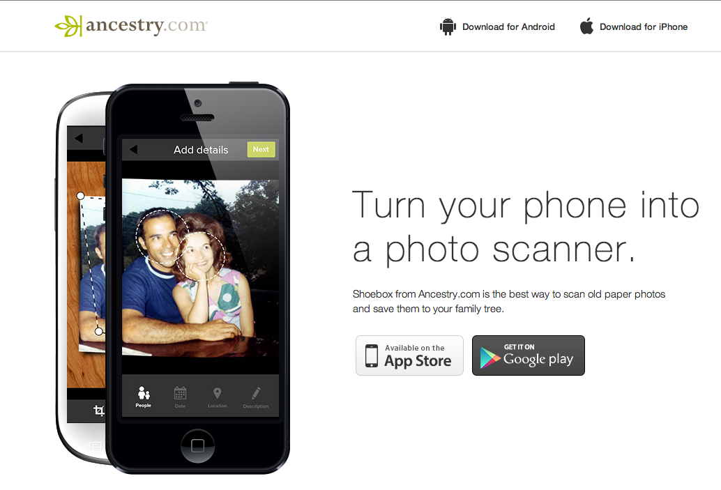 Genealogy's Star Shoebox from uploads photos directly to