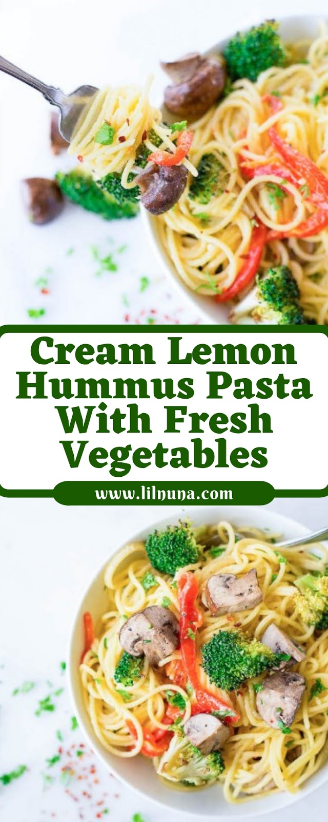 Cream Lemon Hummus Pasta With Fresh Vegetables
