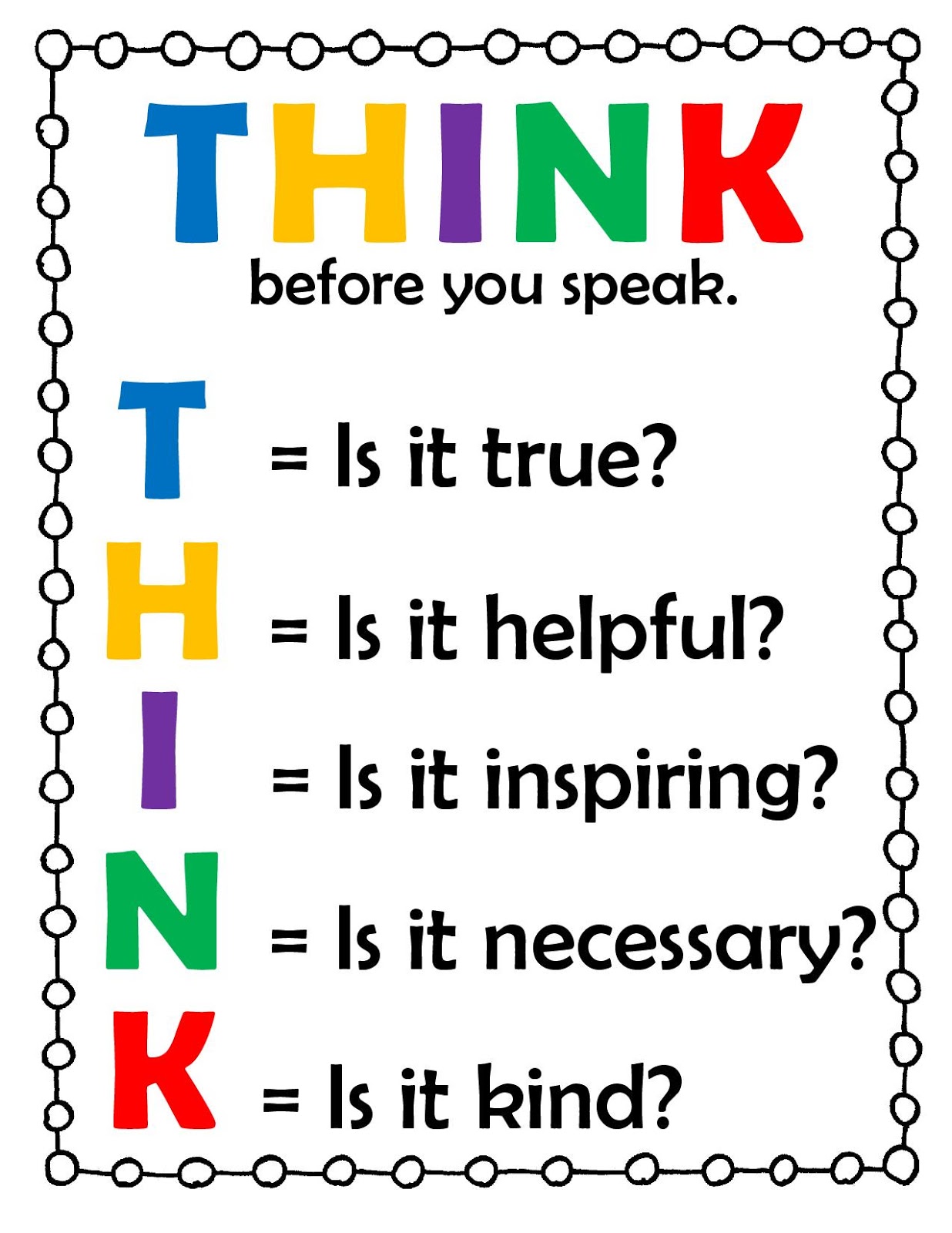 Think Before You Speak Free Printable