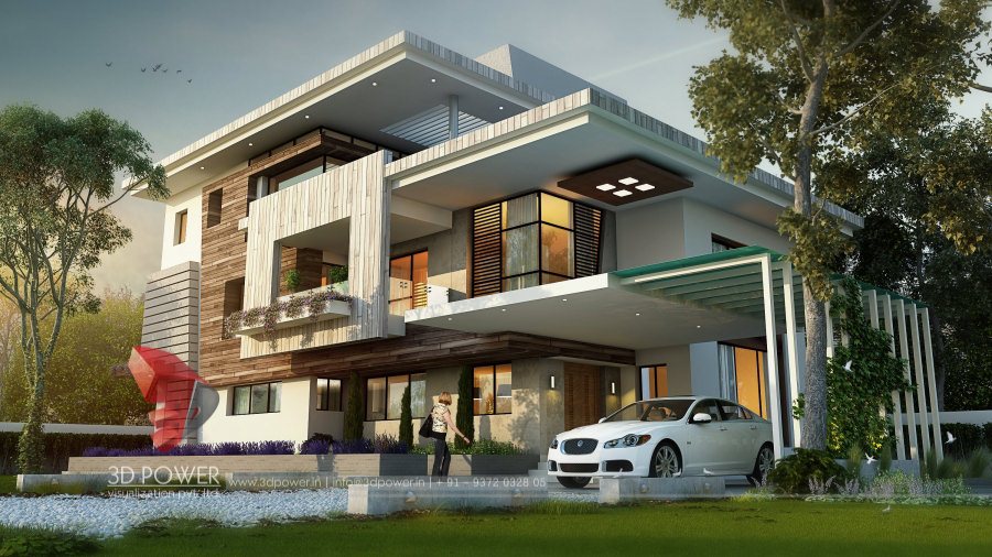 Elevation Bungalow Elevation Outlook Wonderful Exterior 3D Rendering