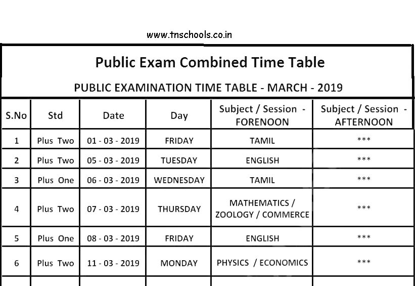 Sslc Supplementary Exam Time Table 2019 sslc plus one plus two march 2019 annual exam time table download