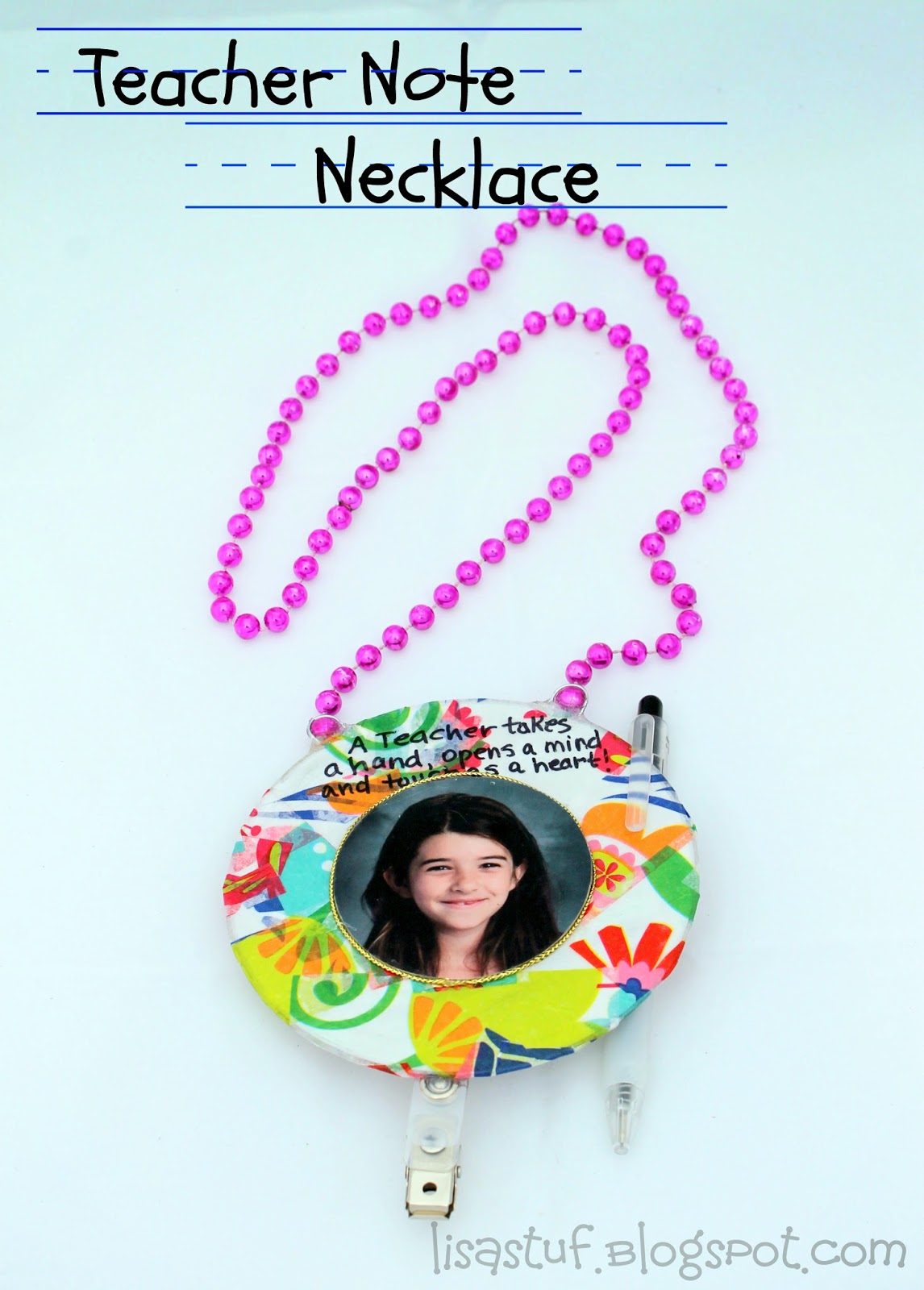 Teacher Note Necklace made from Upcycled CD-ROM
