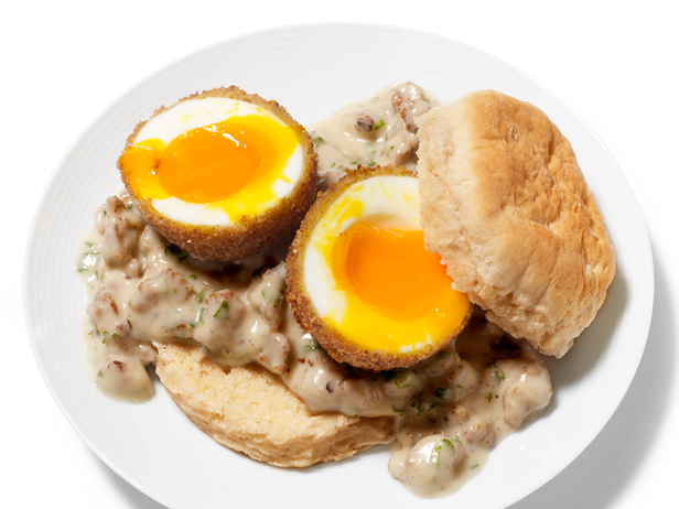 My Favorite Things: Scotch Eggs with Biscuits and Sausage Gravy